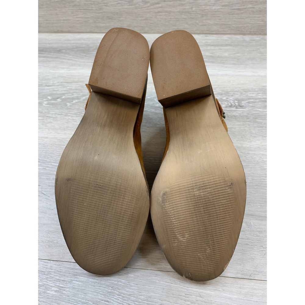 Steve Madden Women's Tan Leather Double Buckle Ankle Boots Block Heel 8.5 Shoes - Picture 6 of 11